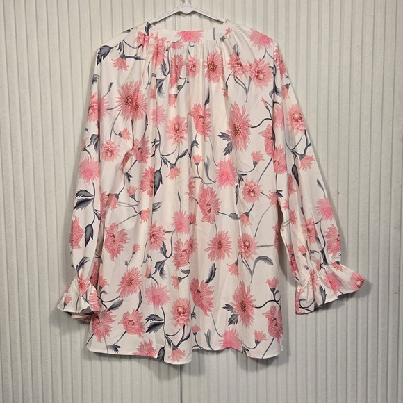 Nora Cora Women's Long Sleeve‎ Floral Print Button Down Blouse Size M - Picture 3 of 7